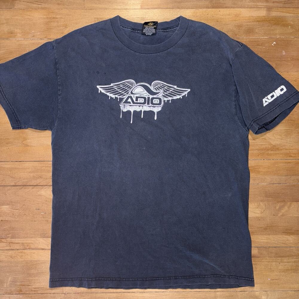 Rare Vintage ADIO Footwear Skateboarding Shirt USA Skate 90s Y2K Graphic Skate
